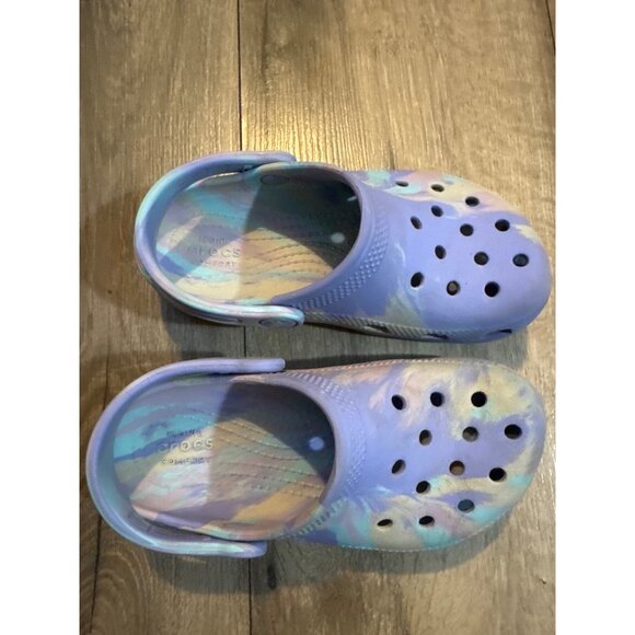 Crocs Kids Classic Clog Purple Tie-Dye Slip-On Shoes Size C10/C11 - Picture 2 of 8